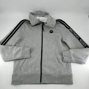Michael Kors Mens Gray & Black Zip-Up Hoodie Sweatshirt Size Large